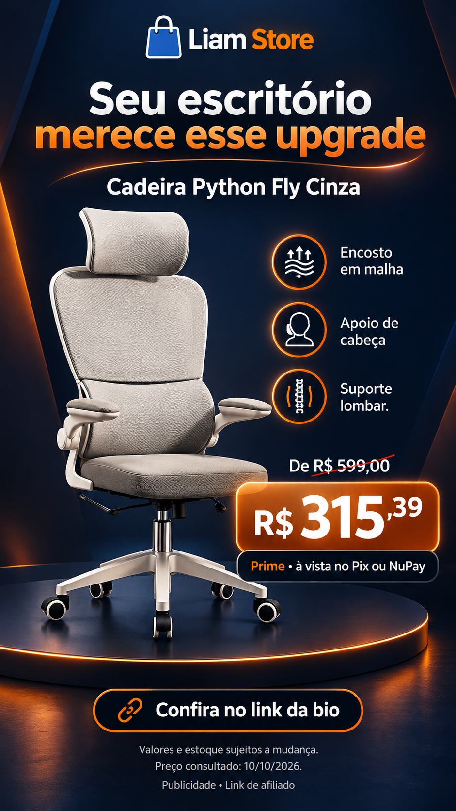Cadeira Python Fly Cinza