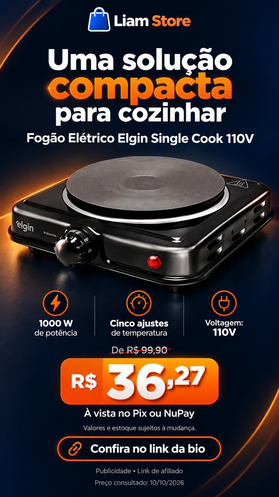 Fogão Elétrico Elgin Single Cook 110V
