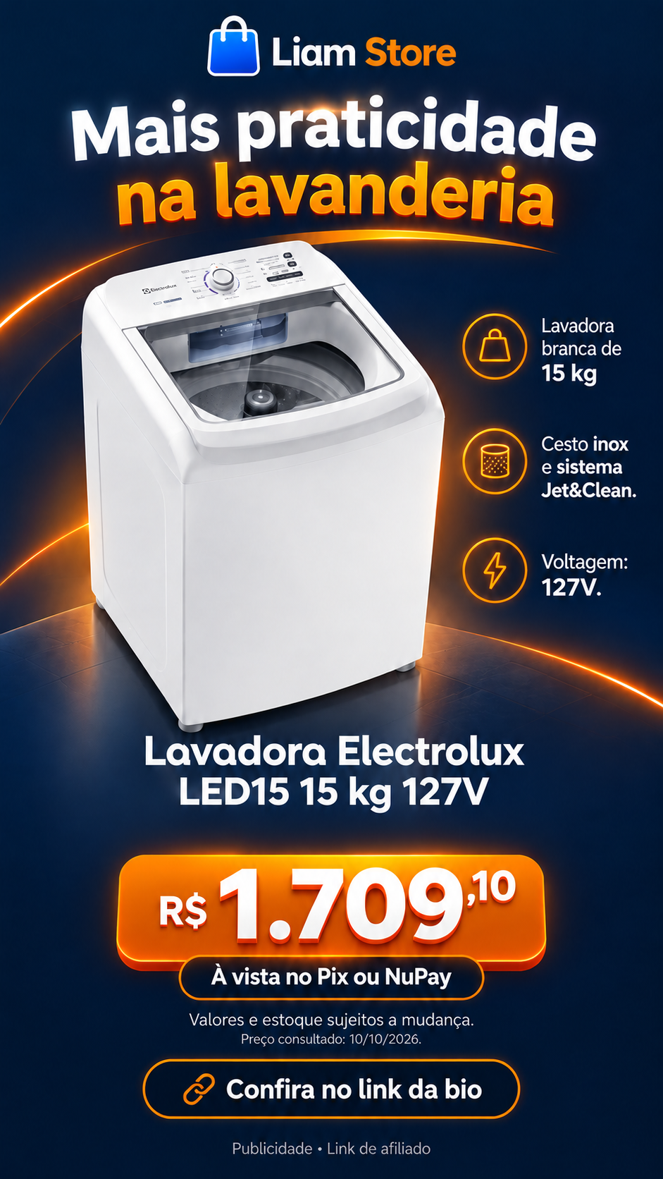 Lavadora Electrolux LED15 15 kg 127V