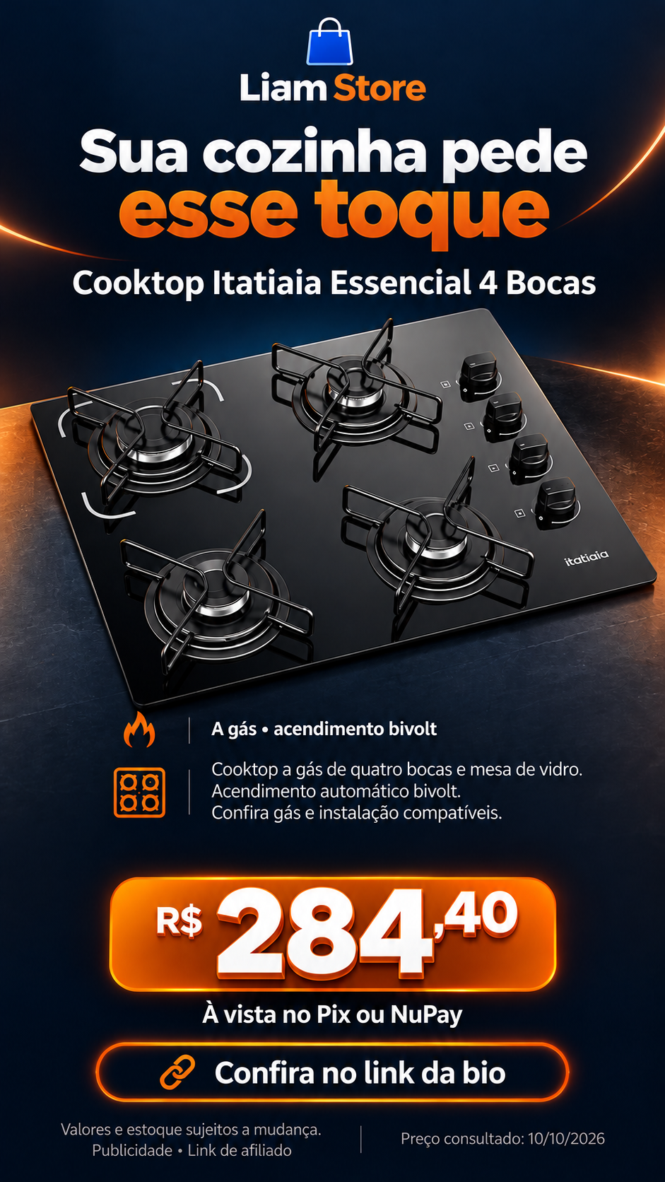 Cooktop Itatiaia Essencial 4 Bocas