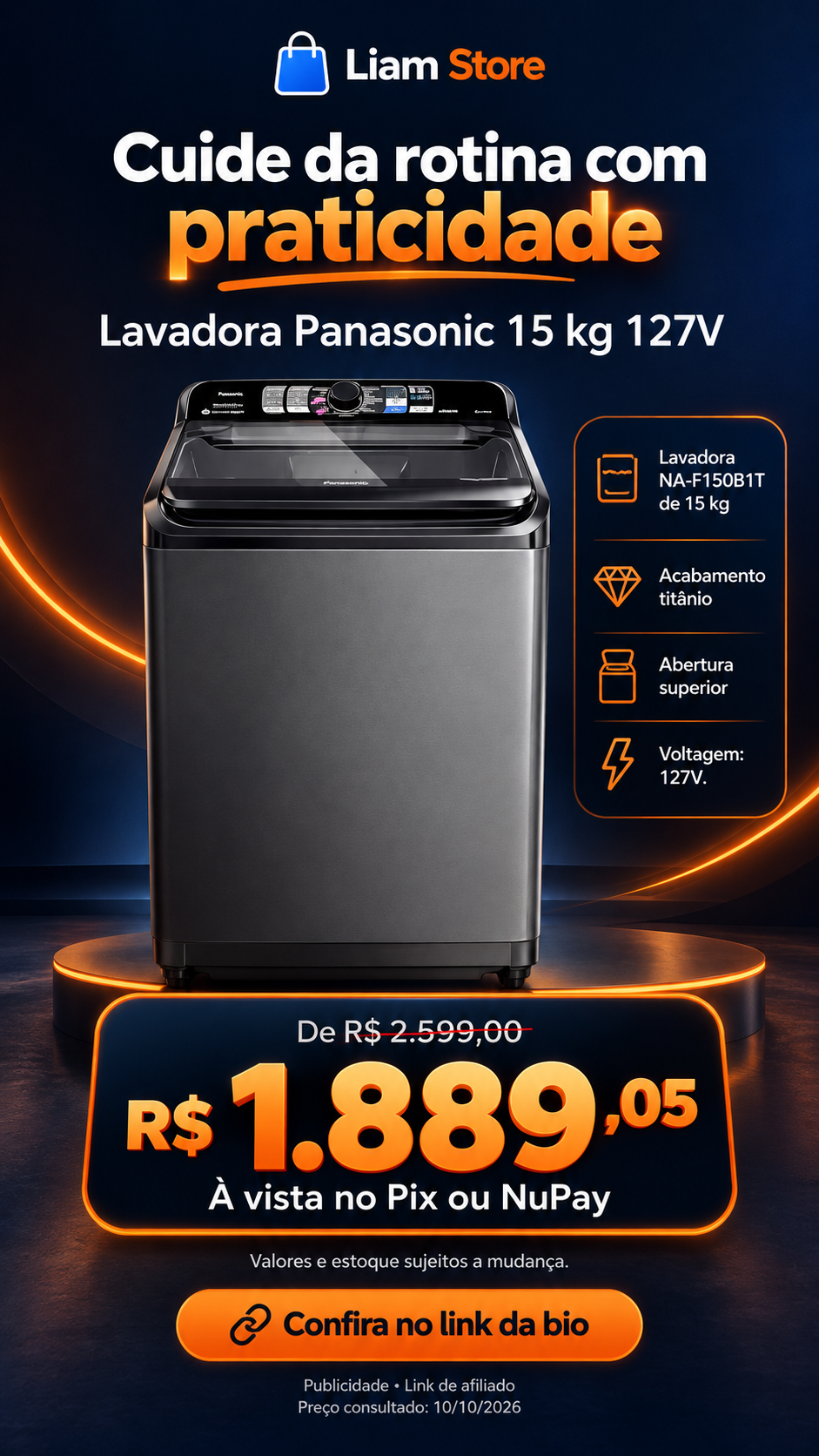 Lavadora Panasonic 15 kg 127V