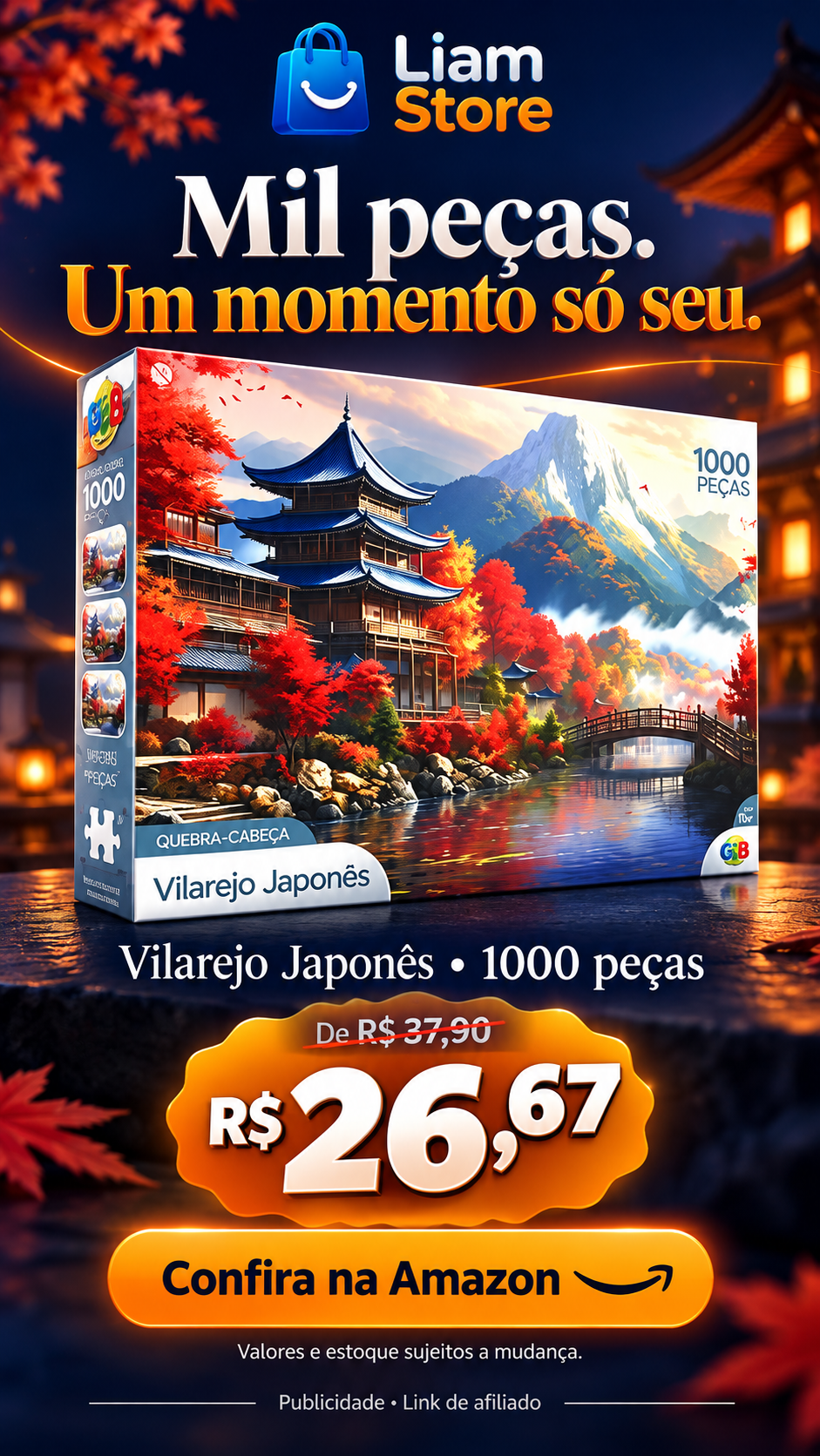 Quebra-cabeça Vilarejo Japonês 1000 peças