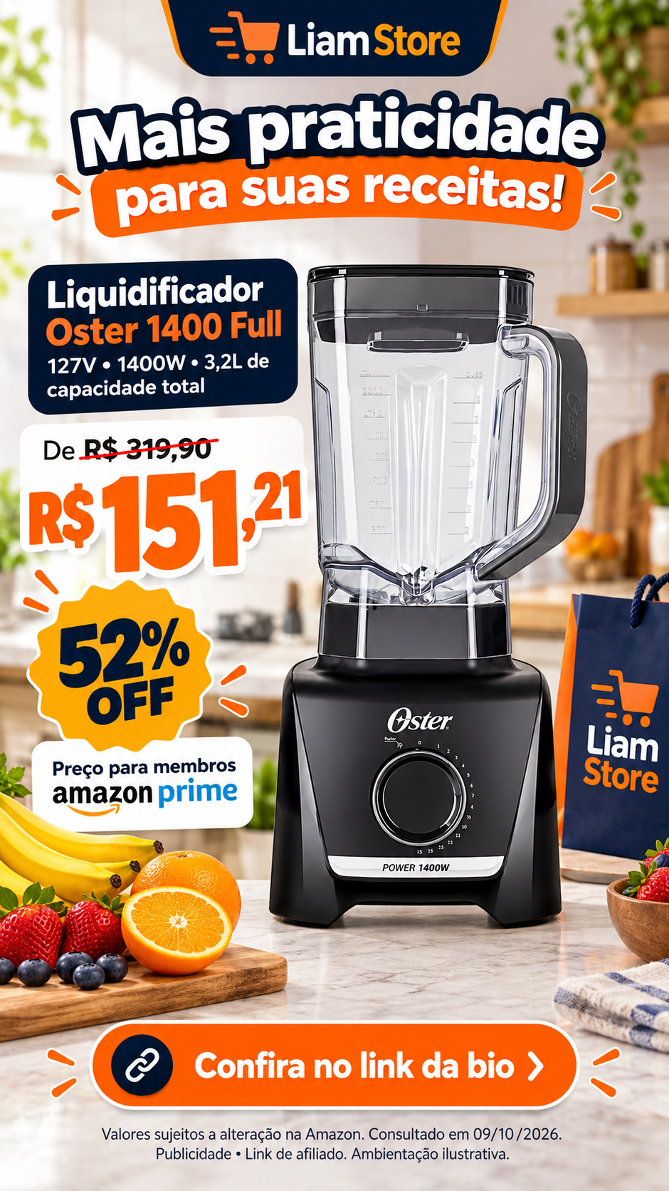Liquidificador Oster 1400 Full 127V — 3,2L